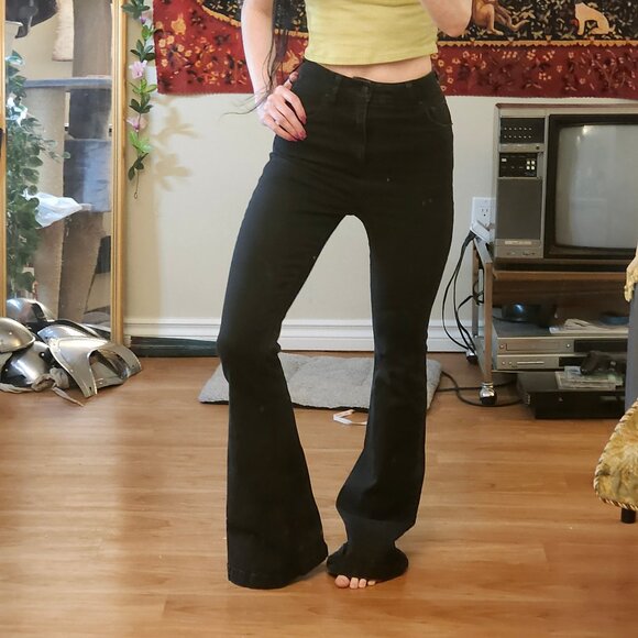 Black High Waisted Flared Bell Bottom Jeans - Picture 9 of 9